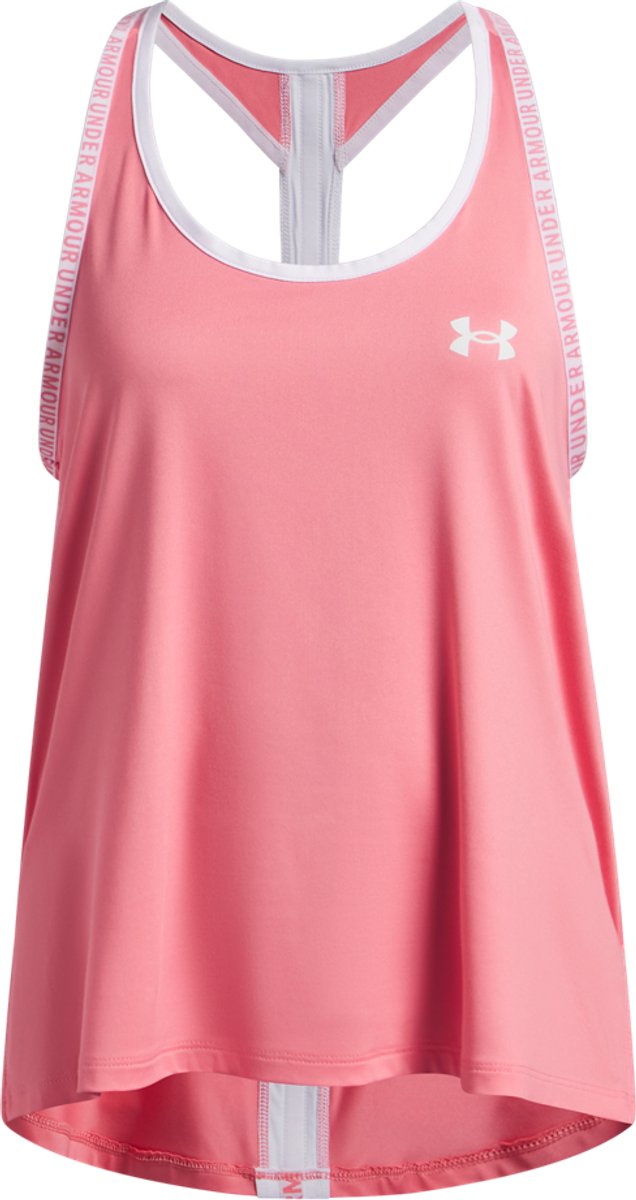 Under armour tech knockout tank-pnk meisjes sportshirt - bittersweet roze - wit