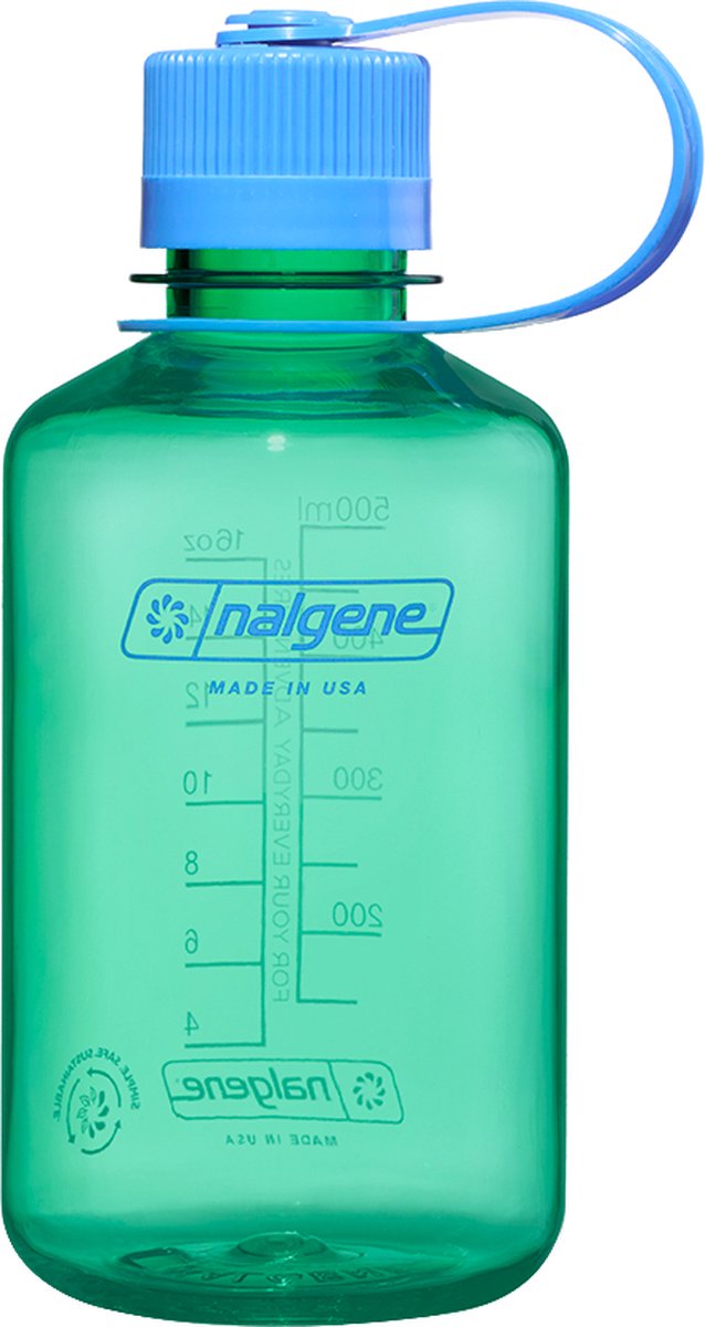Nalgene - botella de boca estrecha - botella para beber - botella de agua - a prueba de fugas - 500 ml - sin bpa - sustentable - verde pastel