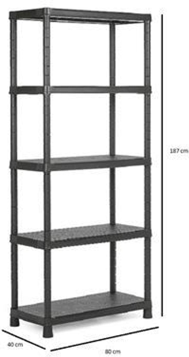 Scaffale plus in plastica Keter - scaffale portaoggetti - 80x40x187 cm - nero