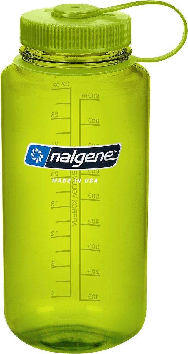 Nalgene - botella de boca ancha - botella para beber - botella de agua - a prueba de fugas - 1000 ml - sin bpa - sustentable - verde primavera