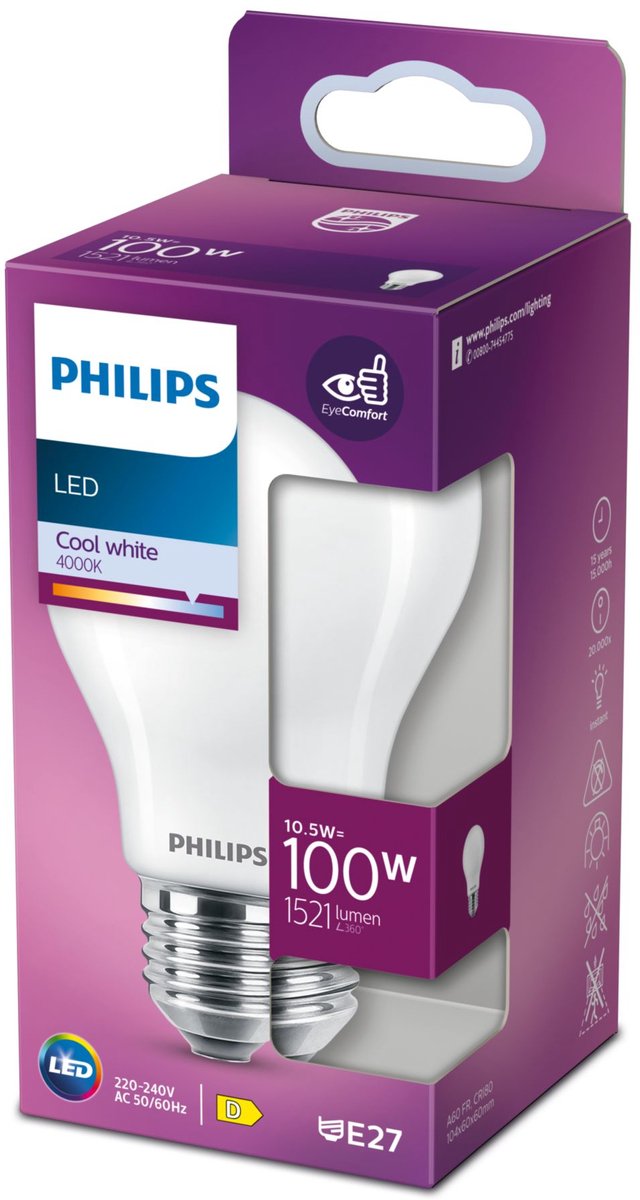 Lámpara LED Philips mate - 100 W - E27 - luz blanca fría