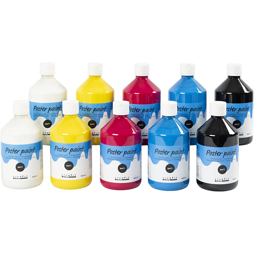 Tempera opaca, colori primari, Creative Company, 10x500 ml 1 scatola