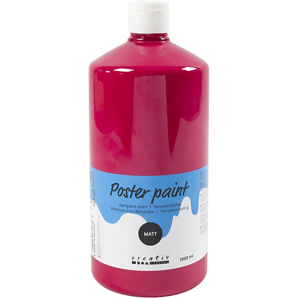 Creativ company pintura al temple mate, rojo primario, 1000 ml 1 botella