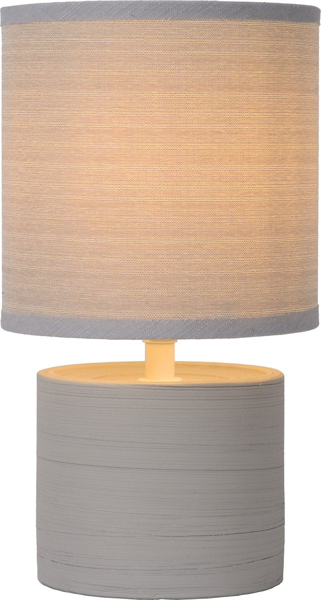Lucide greasby - lámpara de mesa - ø 14 cm - 1xe14 - gris - japandi