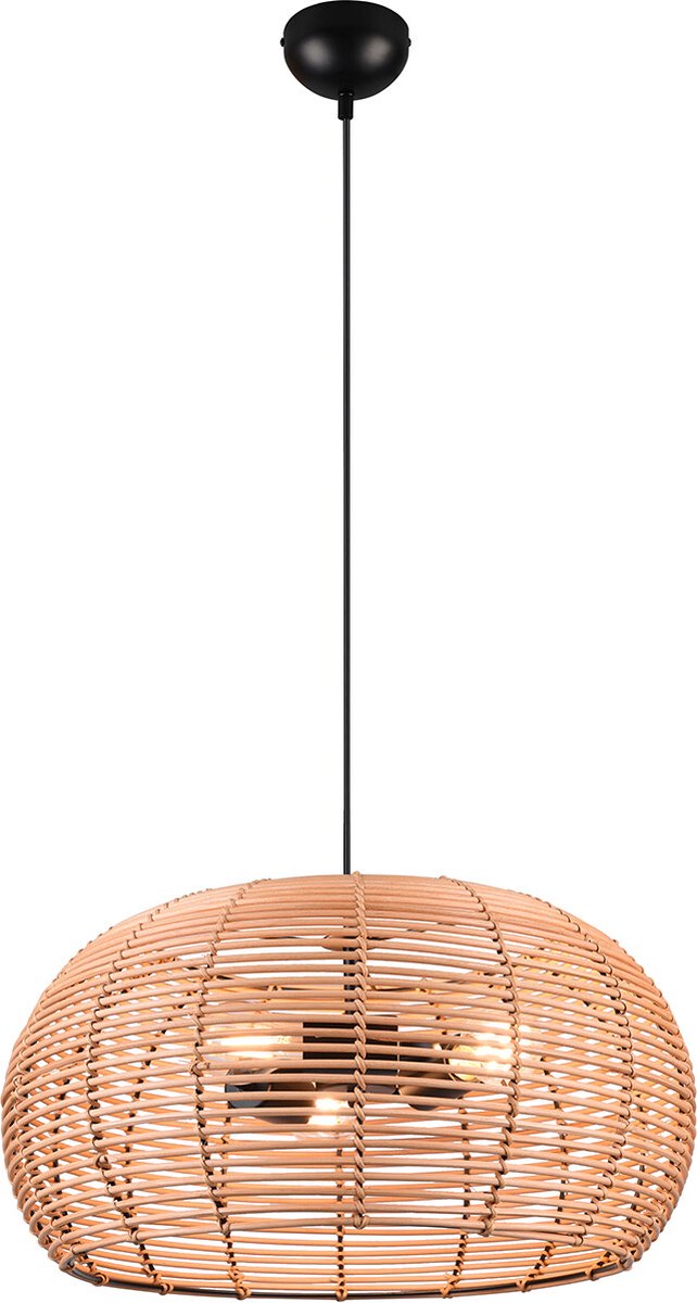 Trio inga - hanglamp - natuurlijk - rotan - excl. 3x e27 4w