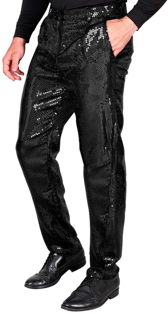 Pantaloni Widmann in paillettes lucide uomo nero