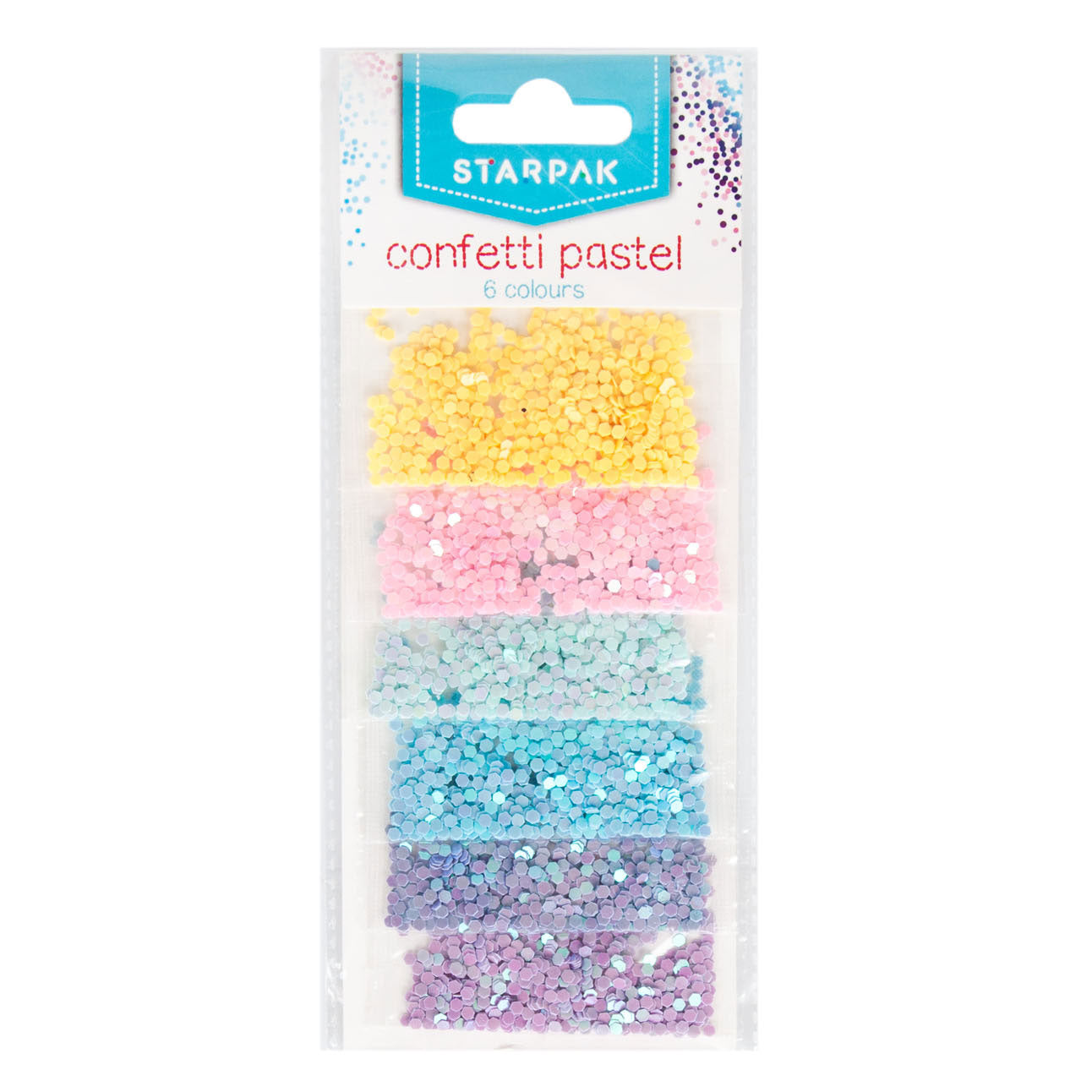 Brillo confeti pastel 2g, 6 colores