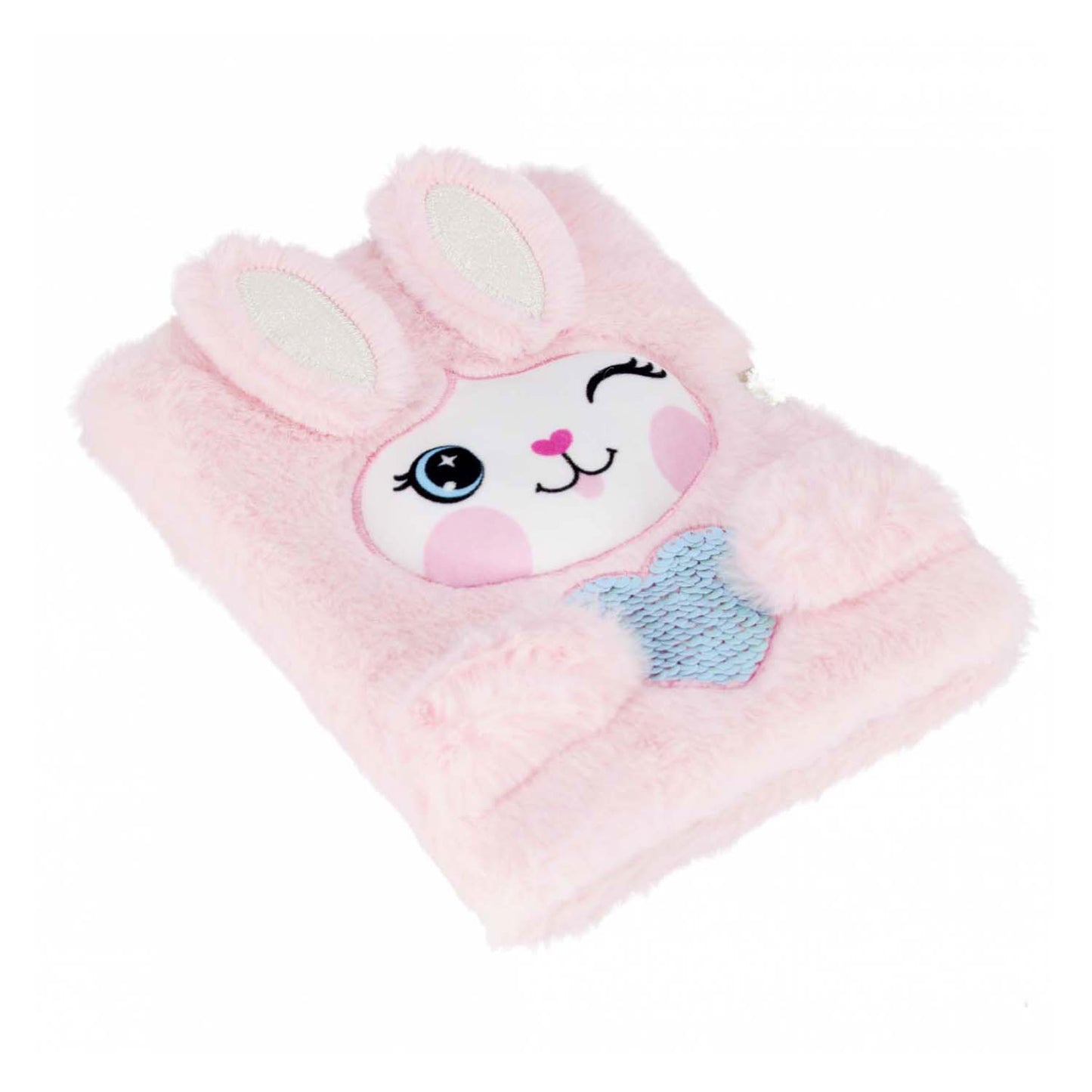 Diario de peluche diablillo con corazón de conejo y candado, a5