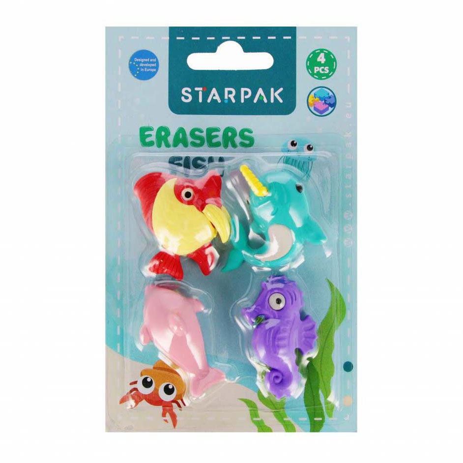 Gomma puzzle 3D pesce, 4 pz.