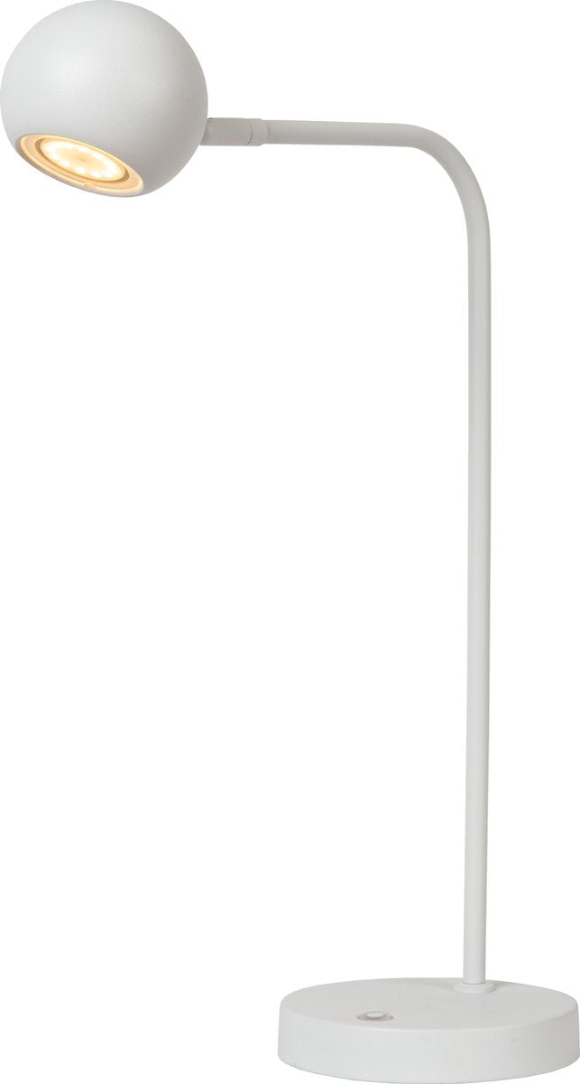 Lucide comet - oplaadbare bureaulamp - accu batterij - led 3 stepdim - 1x3w 2700k - wit