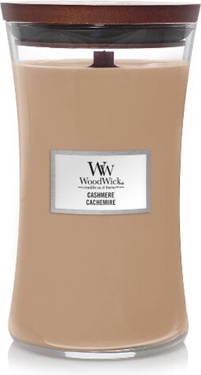 Vela perfumada grande Woodwick Hourglass - Cachemira - 130 horas de combustión