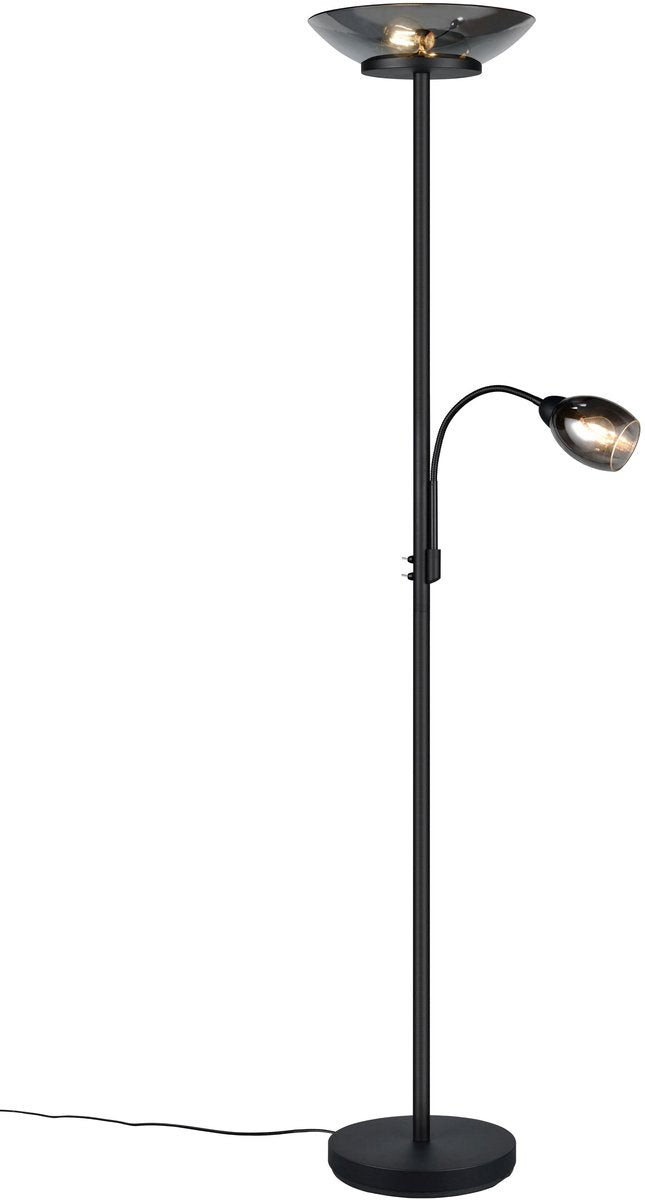 Rl live your light reality gerry - vloerlamp - zwart mat - excl. 2x e27 4,9 w - licht apart schakelbaar - flexibel