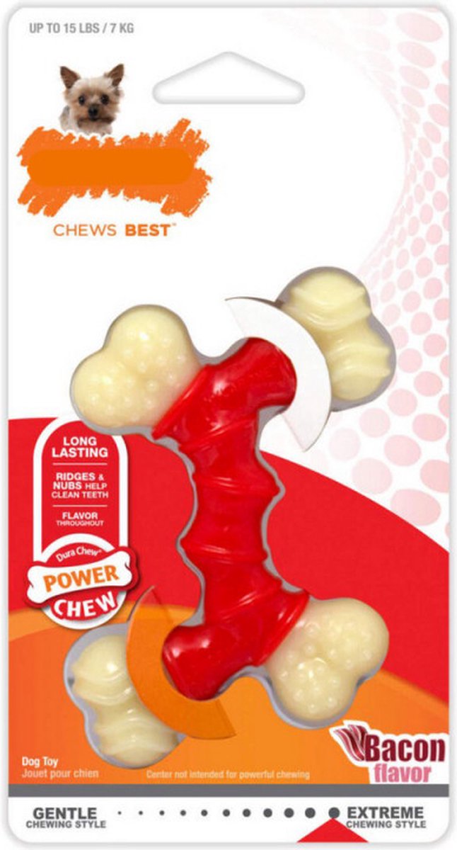 Nylabone extreme double osso da masticare al sapore di bacon - per i masticatori più potenti - xs m xl - x-small