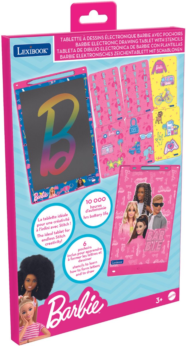 Tavoletta e-ink multicolore per apprendimento e disegno Lexibook Barbie da 11'' con modelli