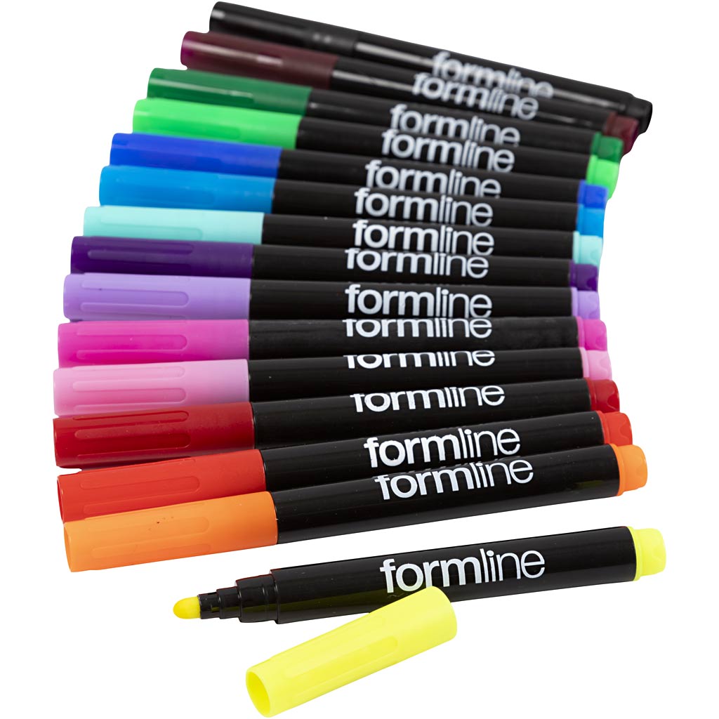 Creativ Company pennarelli per tessuti formline, larghezza tratto 4-5 mm, vari colori, 15 pezzi 1 scatola