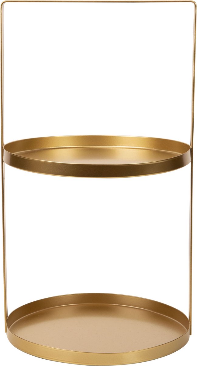 Cosy @ home etagere 2 trays mat goud 25x25xh45cm met