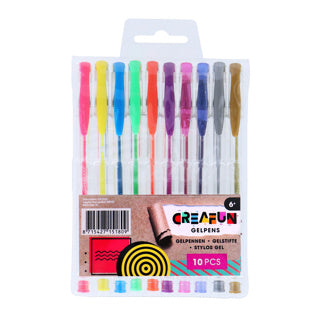 Creafun bolígrafos de gel neón brillo metalizado 10 piezas | 6 piezas