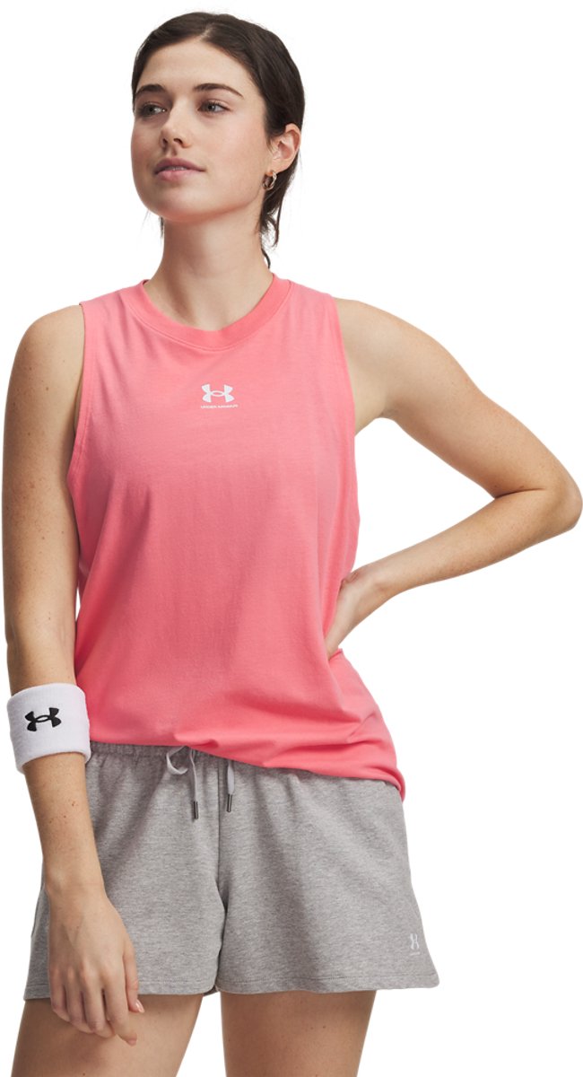 Under armour ua rival muscle tank-pnk dames sportshirt - bittersweet roze
