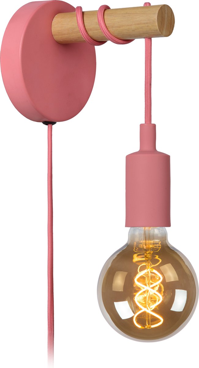 Lucide pola - lampada da parete per cameretta - ø 12 cm - 1xe27 - rosa