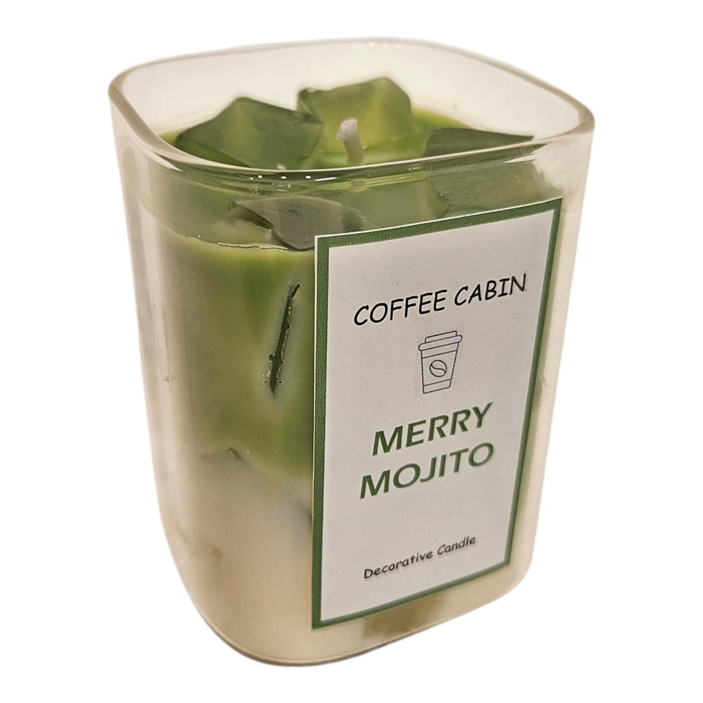 Candela profumata atmosfera signorile in vetro Merry Mojito 6x8cm