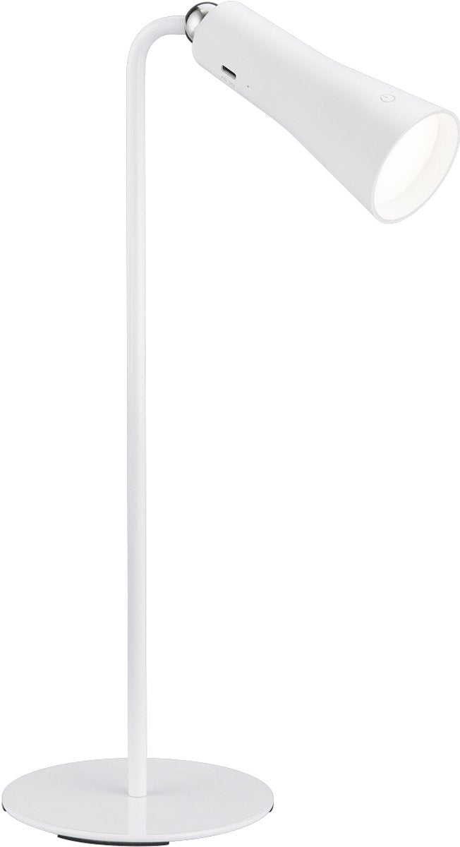 Rl live your light reality maxi - tafellamp - wit mat - oplaadbaar - incl. 1x smd 2 w - 4-stappen touch - usb-aansluiting - accuvoeding - klemlamp