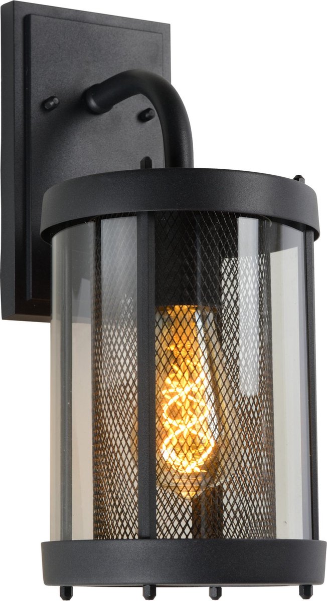 Lucide makkum - lampada da parete interni esterni - 1xe27 - ip23 - nero