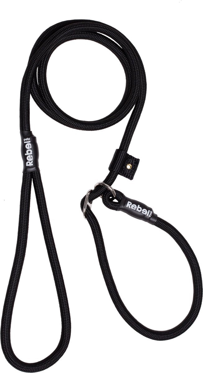 Correa para perros Rebel Petz - correa de entrenamiento - negra - s - 8 mm x 140 cm