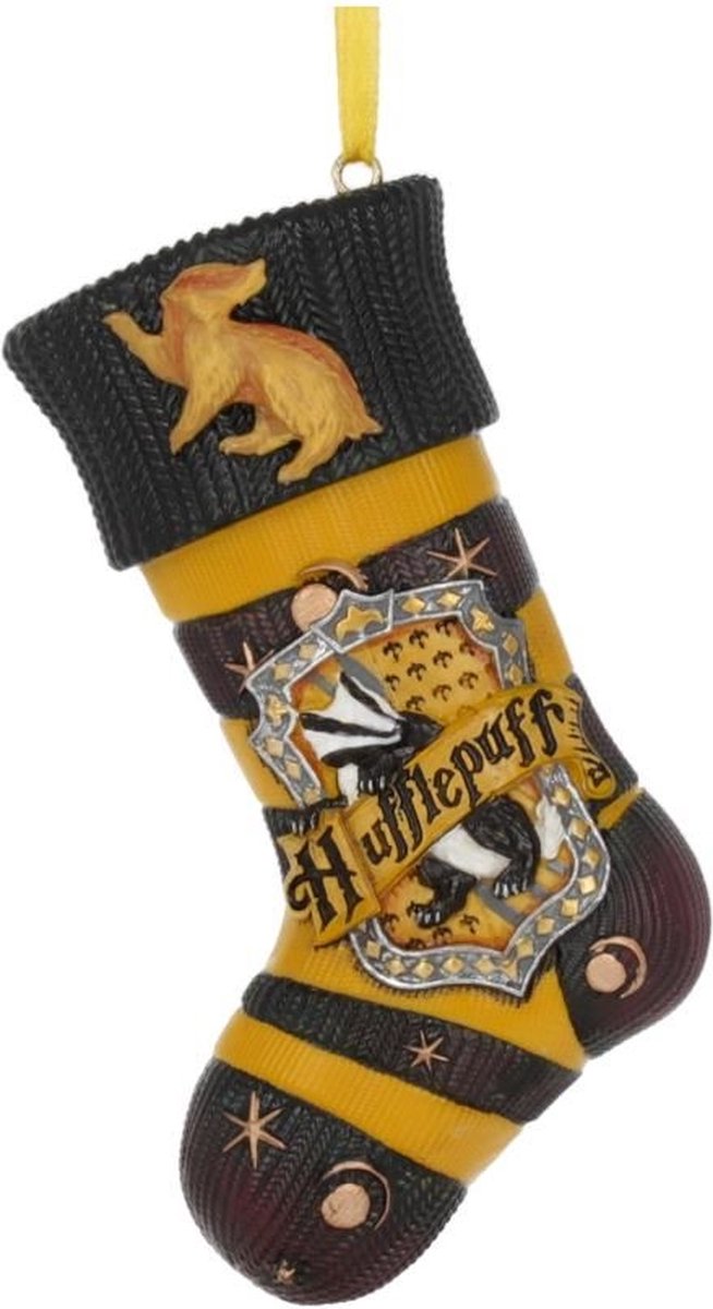 Harry potter nemesis now - kerstbal - hufflepuff stocking hanging ornament - geel zwart