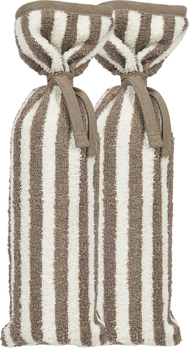 Meyco baby meyco kruikenzak - badstof jacquard fat stripe - taupe - 2-pack
