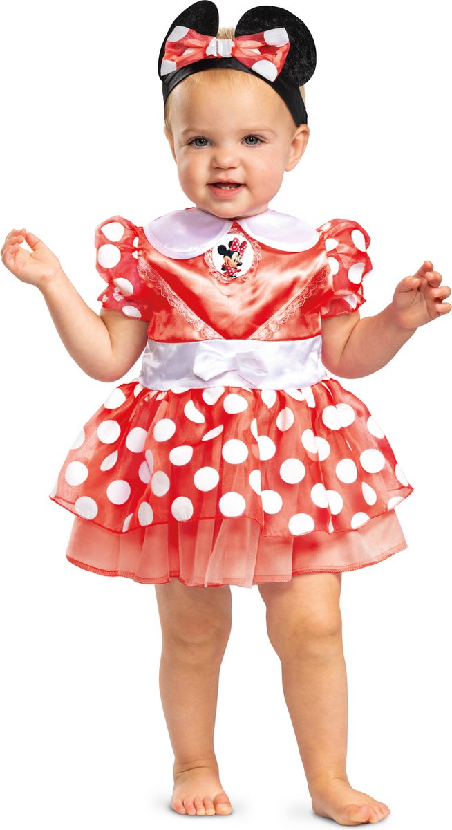 Disfraz disney bebe, vestido minnie rojo clasico infantil, talla (12-18 meses)
