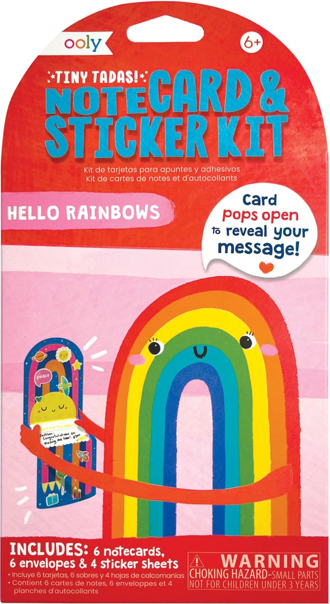Ooly, ¡pequeñas tadas! conjunto de pegatinas de tarjetas de notas - hola arcoiris