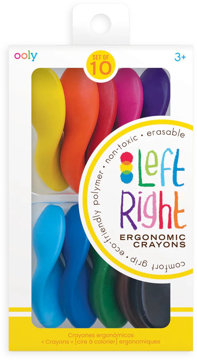 Ooly - left-right - ergonomische waskrijtjes - 10 kleuren