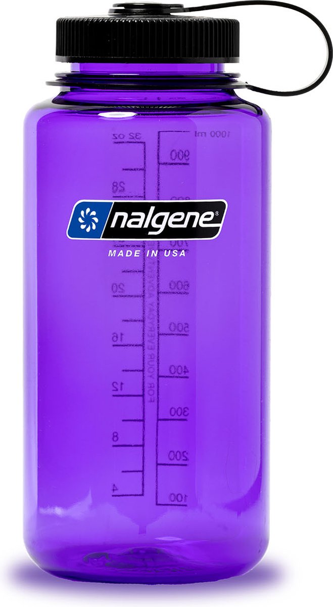 Nalgene - botella de boca ancha - botella para beber - botella de agua - a prueba de fugas - 1000 ml - sin bpa - sustentable - violeta