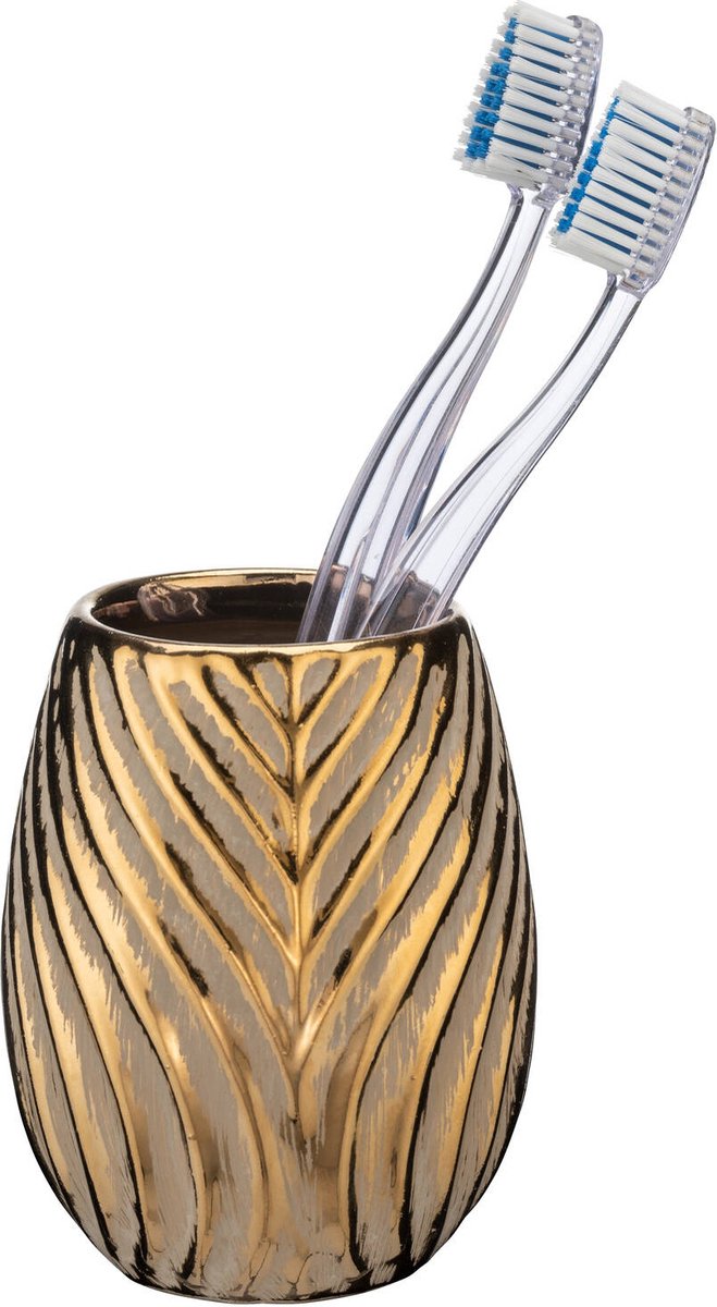 Wenko portacepillos de dientes idro gold ceramic con estructura - vaso para cepillos de dientes