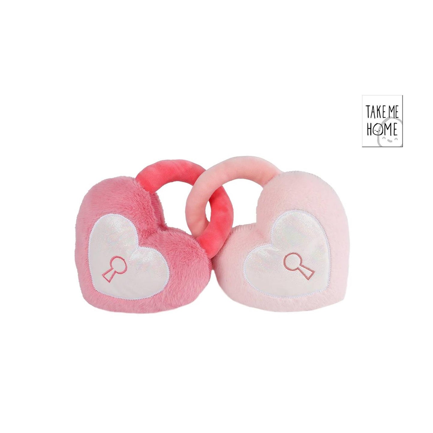 Peluche Llévame a casa 2 corazones con ojo de cerradura - 16cm