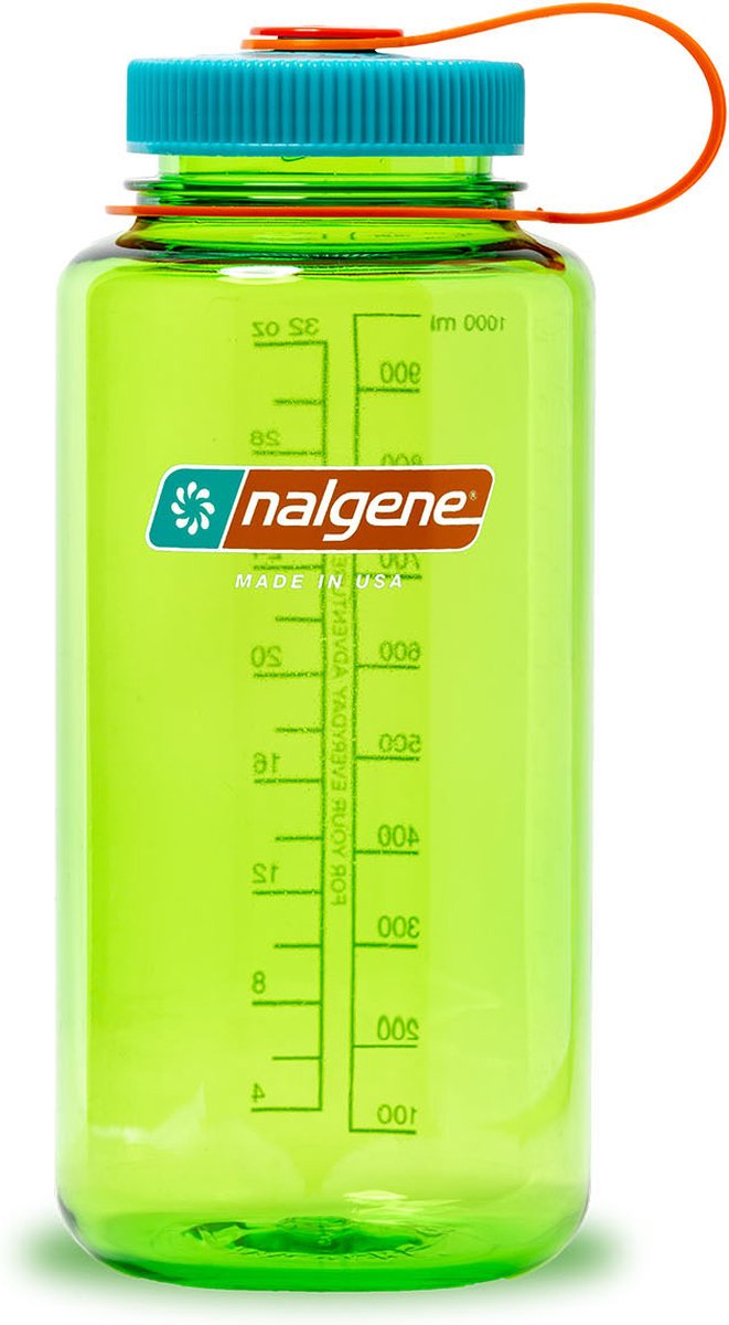 Nalgene - botella de boca ancha - botella para beber - botella de agua - a prueba de fugas - 1000 ml - sin bpa - sustentable - pera