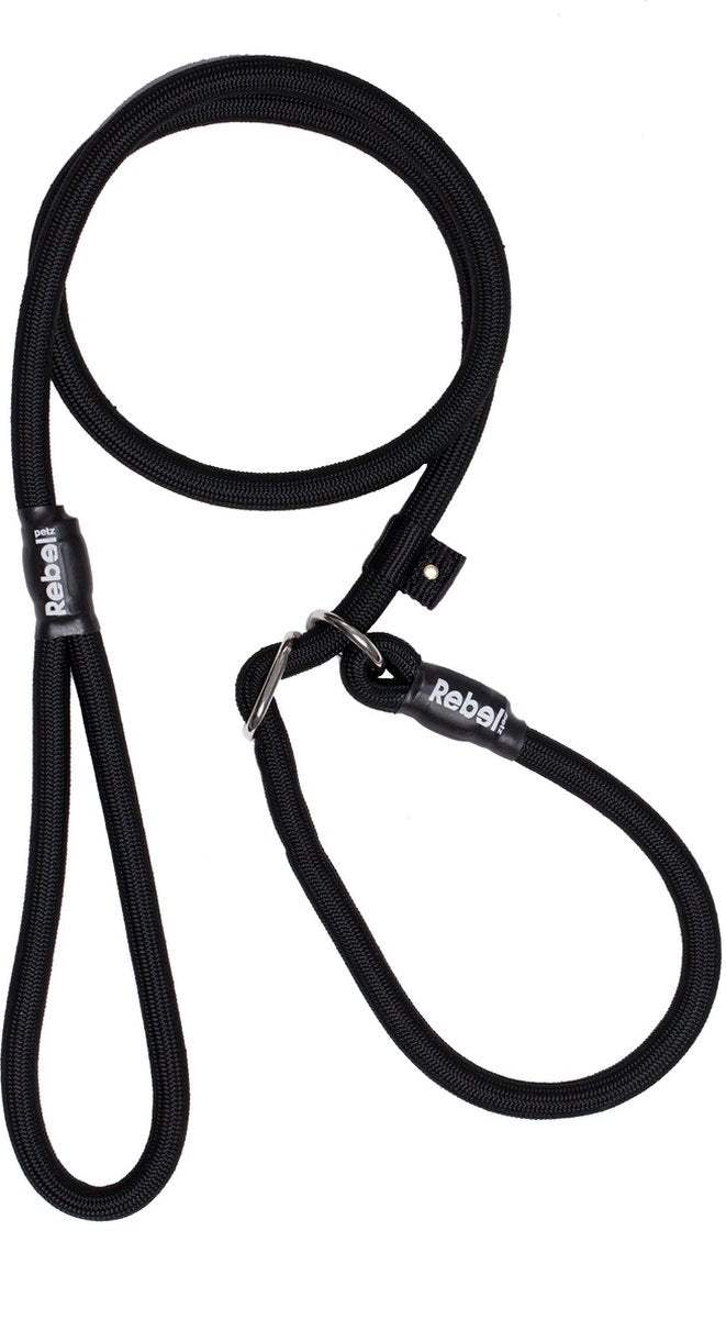 Correa para perros Rebel Petz - correa de entrenamiento - negra - l - 12 mm x 140 cm