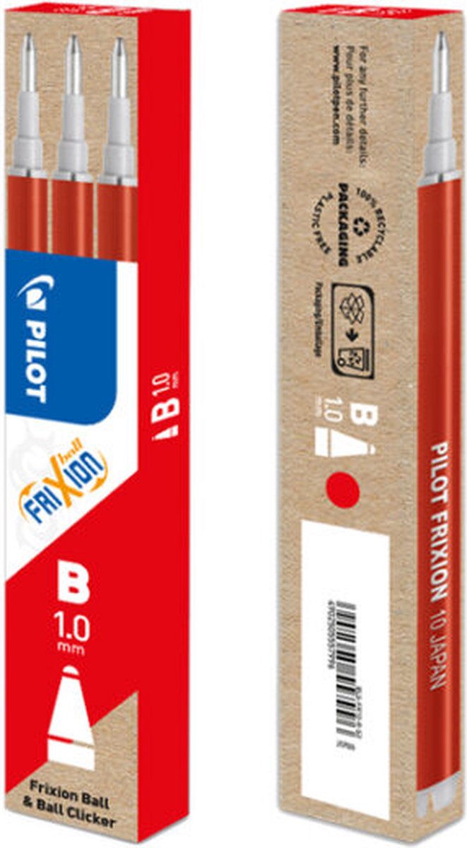 Recambio para bolígrafo Pilot frixion ball clicker, rojo, estuche de 3 piezas 12 piezas