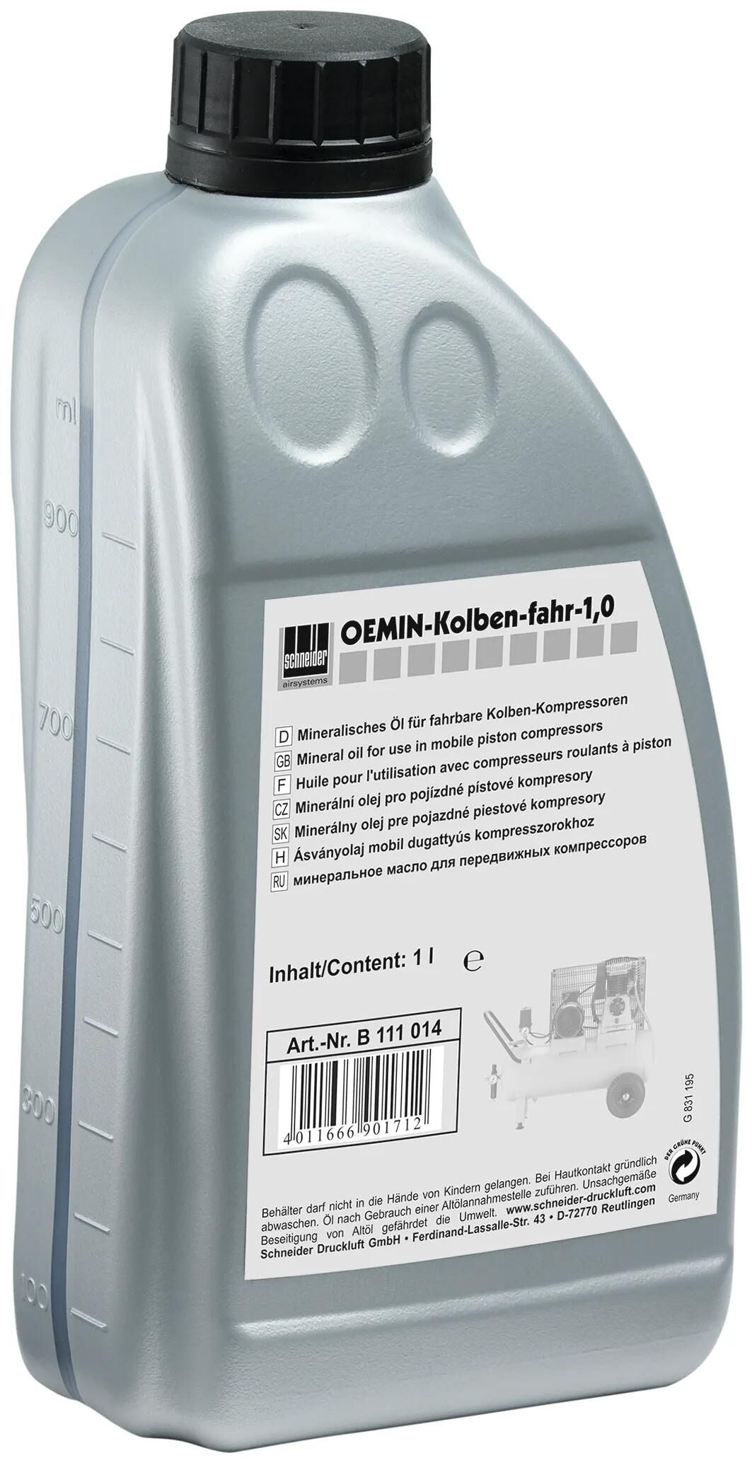 SCHNEIDER AIRSYSTEMS Spec. Oil Schneider 1.0l f. Piston Comp.