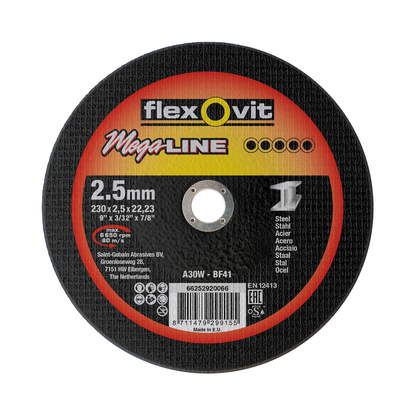 Flexovit dss mega-line 230x2,5x22,23 a30w t41 acciaio | 25 pz