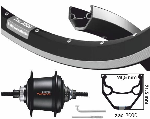 Kgs Ryde Rueda trasera 28 pulgadas 622 Negro negro de acero inoxidable Nexus 7 Disco Centerlock V-Brake