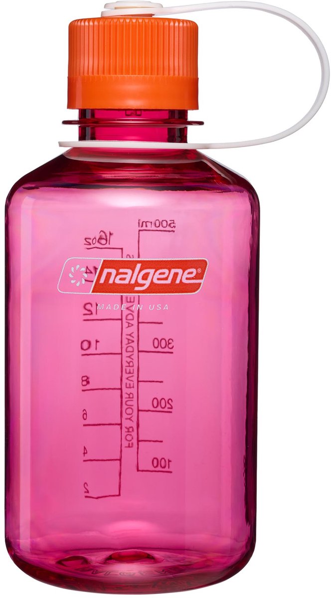 Nalgene - botella de boca estrecha - botella para beber - botella de agua - 500 ml - violeta fucsia con llama sustentada ¡nueva!