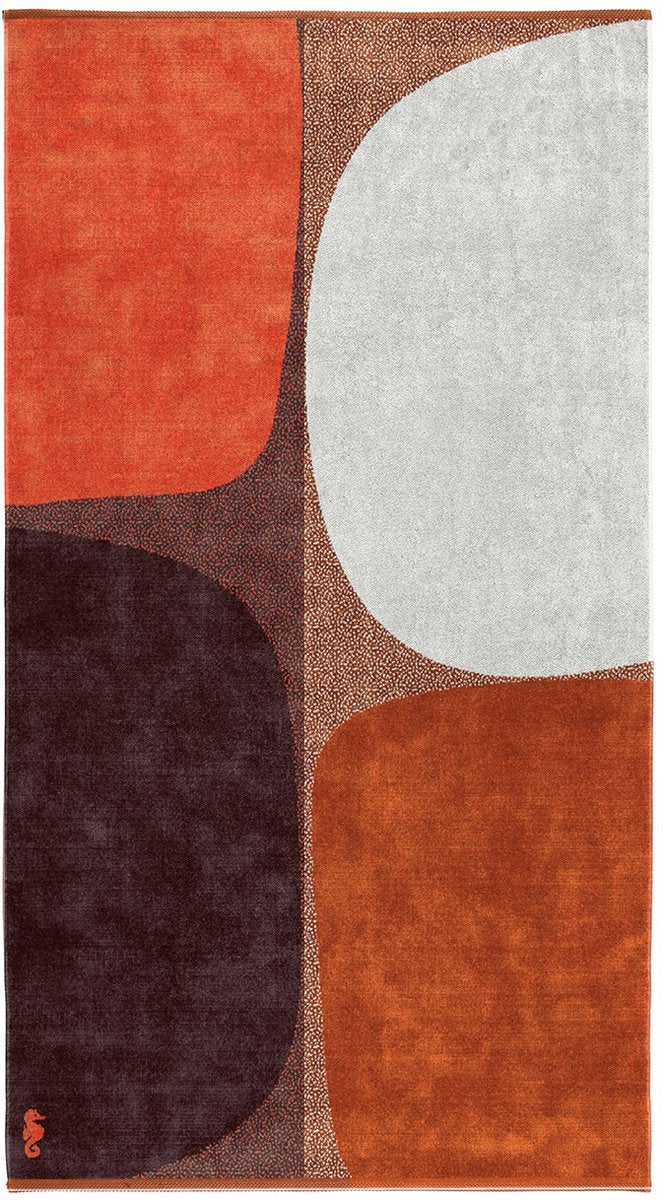Caballito de mar - toalla de playa - piedras - 100x180 cm - marrón