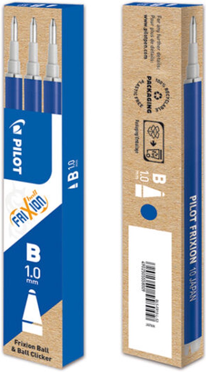 Ricarica per penna a sfera Pilot frixion ball clicker, blu, scatola da 3 pezzi 12 pezzi