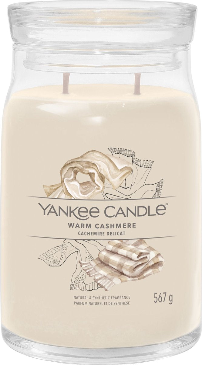 Yankee Candle - vela perfumada cálida de cachemira en tarro grande - 90 horas de combustión - dos mechas