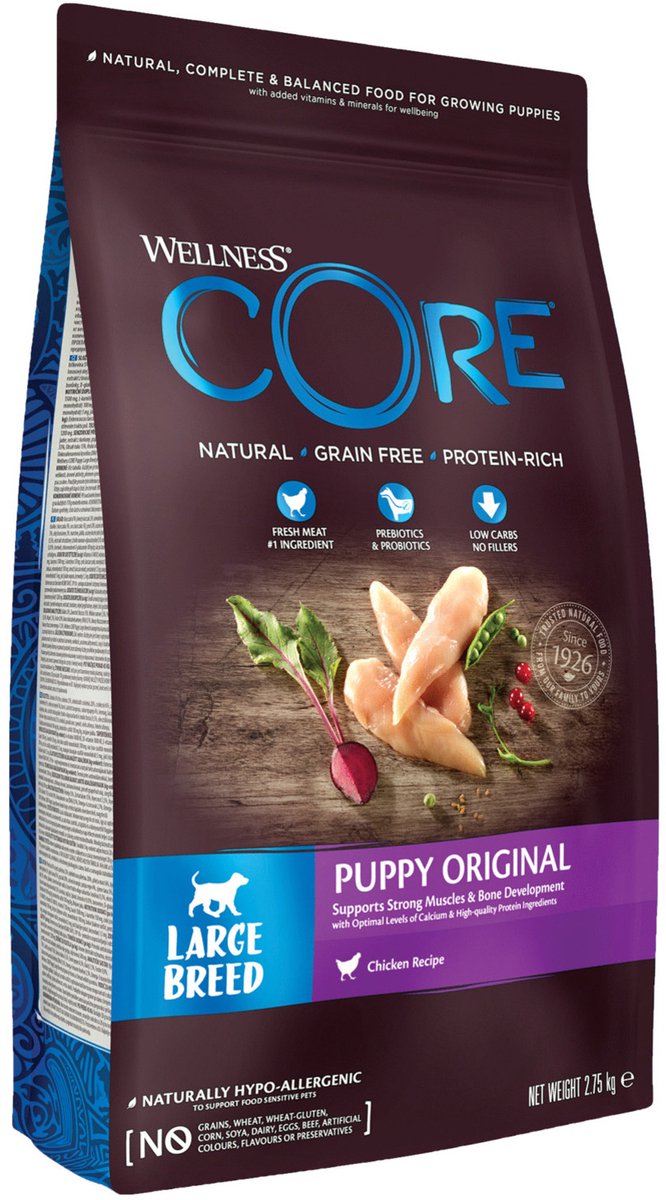 Wellness core grain free large breed puppy kip - hondenvoer - 2.75 kg