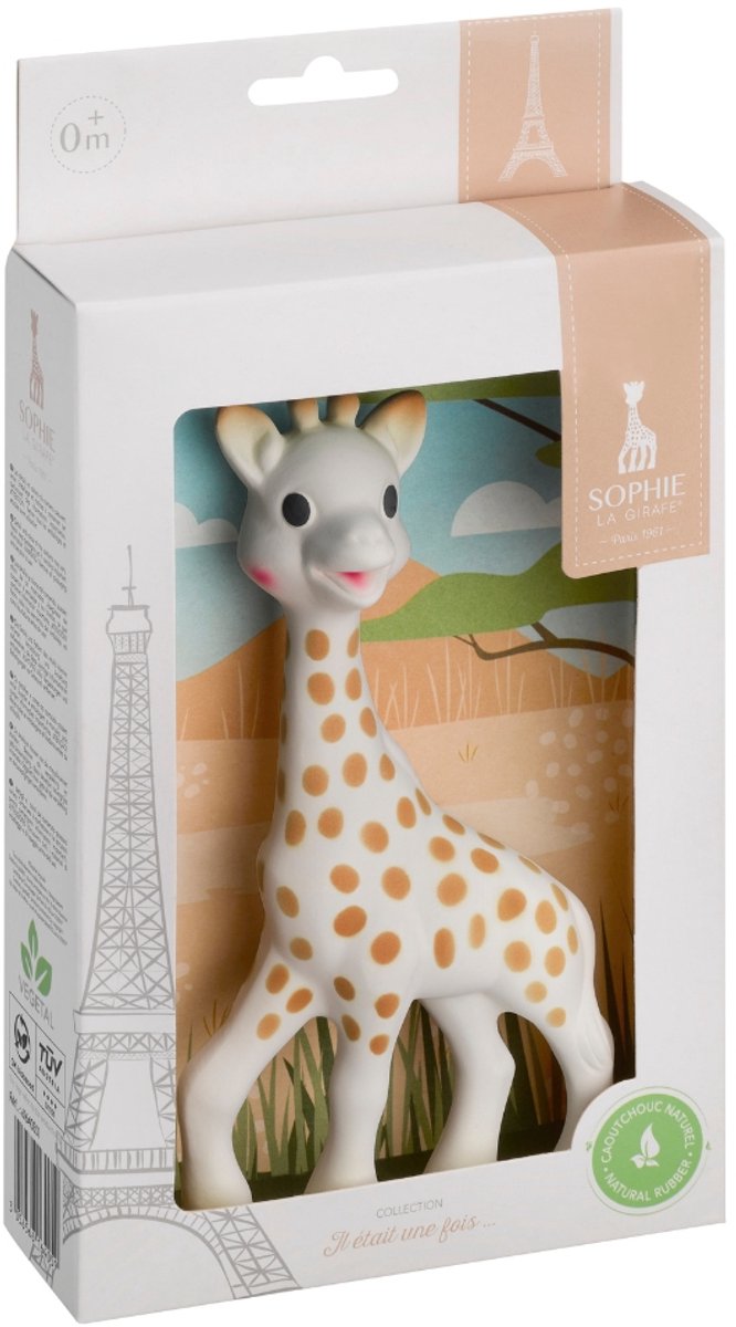 Sophie la giraffa - giocattolo per la dentizione - giocattolo per la dentizione - giocattoli per bambini - regalo di maternità - regalo per baby shower - in confezione regalo bianca con colori savana - 100% gomma naturale - da 0 mesi