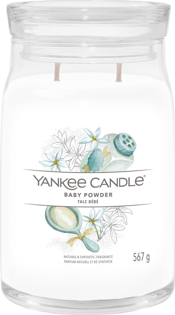 Yankee Candle - vela perfumada en tarro grande con talco para bebés - 90 horas de combustión - dos mechas