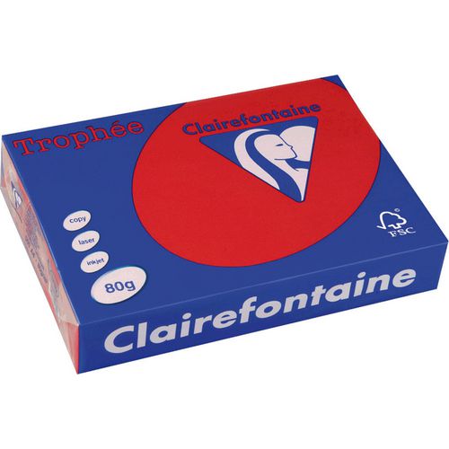 Papel clairfontaine trophee 1782c a4 80g rojo