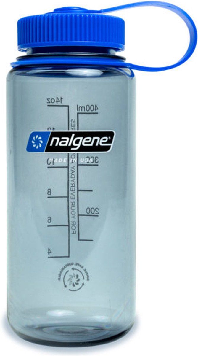 Nalgene - botella de boca ancha - botella para beber - botella de agua - a prueba de fugas - 500 ml - sin bpa - sustentable - gris